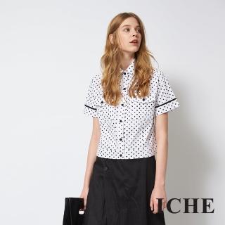 【ICHE 衣哲】黑白波點印花襯衫上衣/外套 兩穿