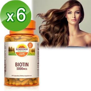 【Sundown 日落恩賜】生物素5000mcg+鈣膠囊-60粒(6瓶組)