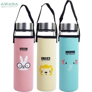 【AWANA】動物雙層耐熱玻璃水瓶400mlx3入組(隨機出貨)