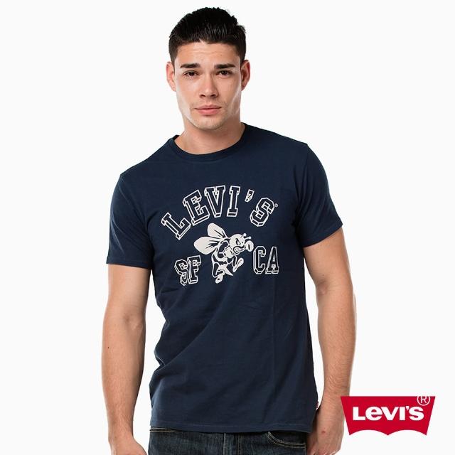 【Levis】短袖純棉 Tee / 印花 / 藍