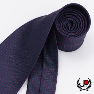 【極品西服】奢華Teflon防潑水100%絲點點緹花領帶_ 深藍紅點(YT5027)