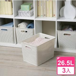 【真心良品】藤蔓風深型收納籃26.5L(3入)