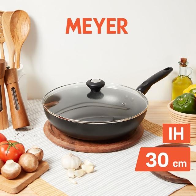 【MEYER】美國美亞酷樂系列導磁不沾單柄炒鍋30CM-有蓋(內外不沾好清理)