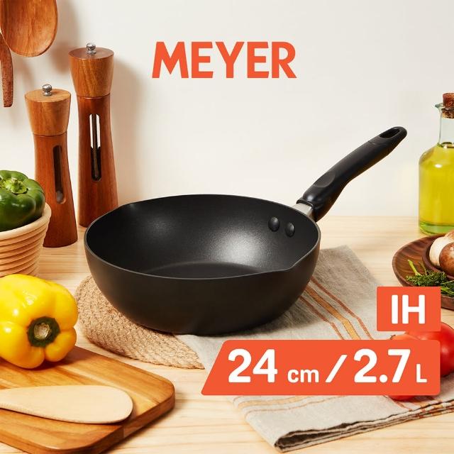 【MEYER】美國美亞酷樂系列導磁高鍋身不沾萬用鍋24CM(內外不沾好清理)