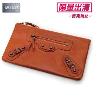 【JW】LUXE系列-真皮羊皮大理石紋全復刻機車手拿包(共4色)