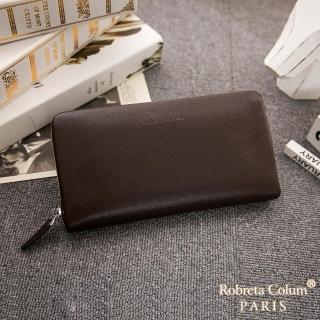 【Roberta Colum】經典品味鹿紋牛皮單拉鍊長夾正規版-共3色