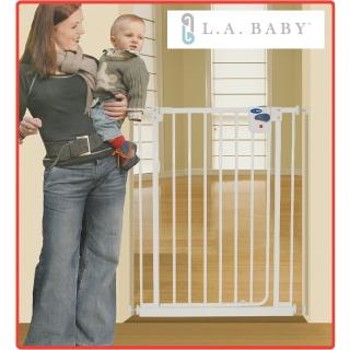 【美國 L.A. Baby】加高加寬-安全自動上鎖幼兒鐵門欄 / 寵物柵欄(贈兩片延伸件)