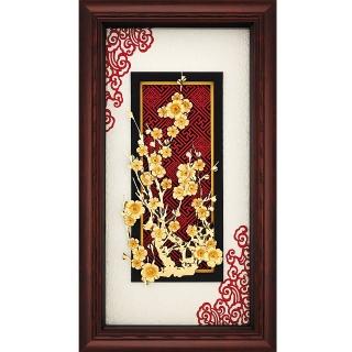 【開運陶源】純金金箔畫-堅忍不拔 梅(新禪風系列  39 x 69 cm)