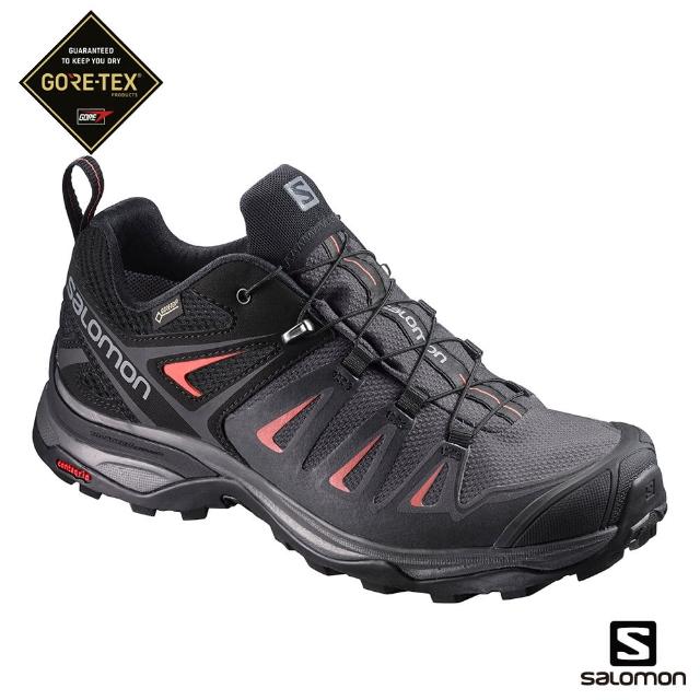 【salomon】登山鞋 低筒 GORETEX 防水 女 X ULTRA 3(磁鐵灰/黑/礦石紅)