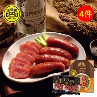 【黑橋牌】免運禮盒★二斤高粱酒黑豬肉香腸禮盒4件組(台灣豬肉/伴手禮盒/送禮)