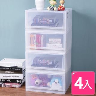【真心良品】朵拉抽屜式專利收納箱 大- 4入(MIT台灣製 面寬大容量大 換季/雜物/衣物/棉被整理箱)