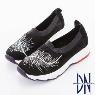 【DN】率性美學 質感葉形水鑽運動休閒鞋(黑)