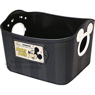 〔小禮堂〕迪士尼 米奇 日製置物籃《2.5L.黑.造型提把.方形》輕鬆美化空間