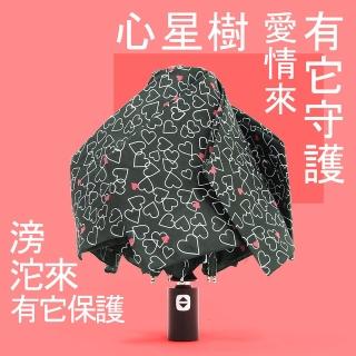 【RainSky】心星樹 - 輕收自動傘_雨傘三折傘防風傘(黑)