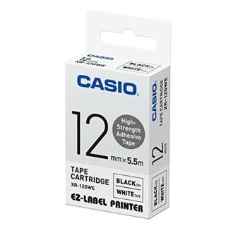 【CASIO 卡西歐】標籤機專用特殊色帶-12mm高黏性材質白底黑字(XR-12GCWE1)