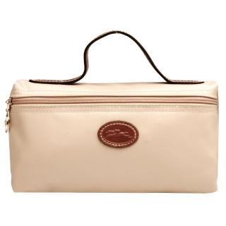 【LONGCHAMP】經典 Le Pliage系列手柄拉鍊化妝/收納包(米色3700089-A25)