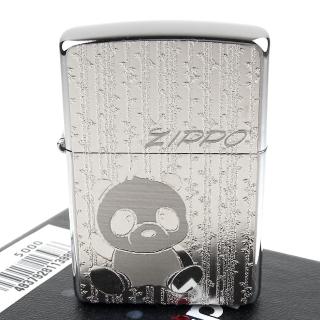 【Zippo】日系~Metal Plate-貓熊/熊貓圖案貼飾加工打火機