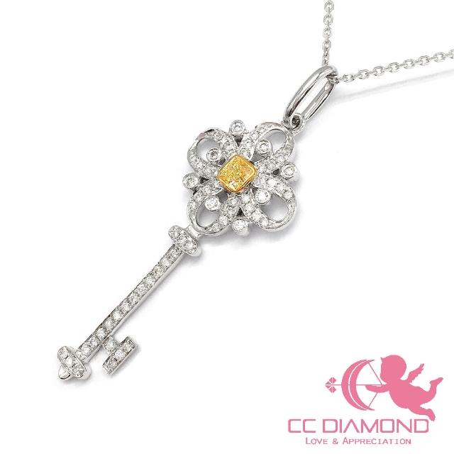 【CC Diamond】18K黃彩鑽鑰匙鑽石項鏈吊墜(天然濃彩黃吊墜)