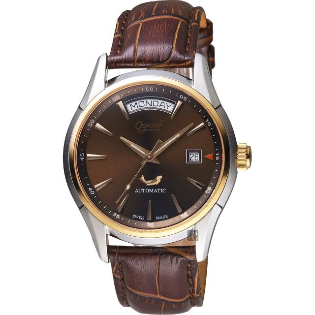 【ogival 爱其华】尊爵机械男表-灰x玫块金框/40mm(3357-7amsr灰)