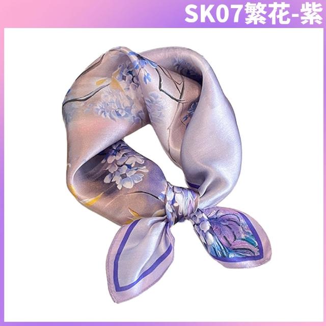 【I.Dear】100%蠶絲歐美圖騰頂級印花真絲領巾小方巾(43色)