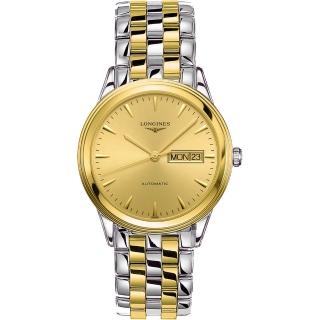 【LONGINES 浪琴】旗艦系列機械錶-金x雙色版/38.5mm(L48993327)