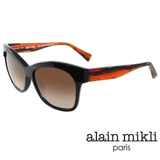【alain mikli 法式巴黎】捌零復古藝術上眉框造型太陽眼鏡(夕陽橘 AL1326-A030)