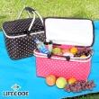 【LIFECODE】點點風-鋁合金折疊保冰袋/野餐提籃-桃紅色/藍色/咖啡色(3色可選)