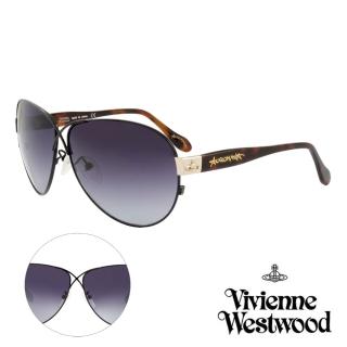 【Vivienne Westwood】英國薇薇安魏斯伍德時尚交叉水銀鏡面太陽眼鏡-氣質款(黑/琥珀 AN764M02-12HR)