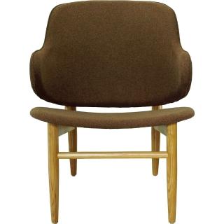 【YOI傢俱】布克斯牛耳椅 淺咖/深咖2色可選  休閒椅/餐椅/布面/實木單人椅(YBO-179)