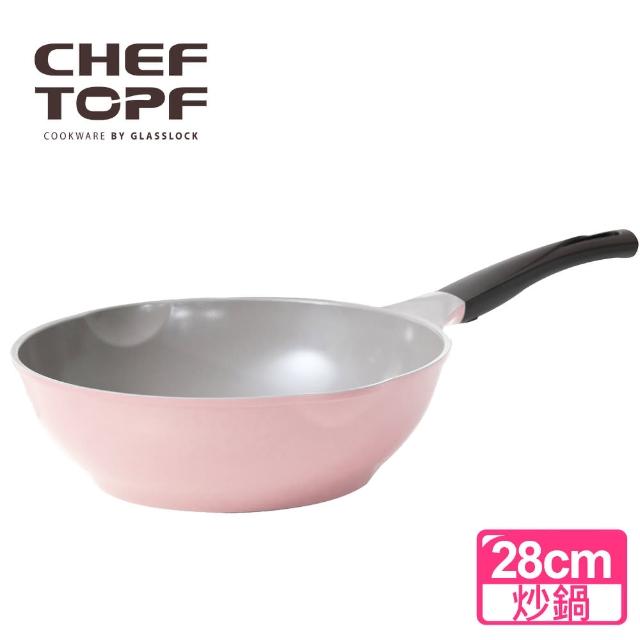 【Chef Topf】韓國 La Rose玫瑰薔薇系列28公分不沾炒鍋-粉紅色