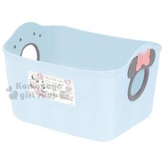 〔小禮堂〕迪士尼 米妮 日製置物籃《2.5L.藍.造型提把.方形》輕鬆美化空間