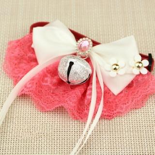 【Nikki飾品&玩具】可愛蝴蝶結項圈-中小型-鈴鐺款紅白