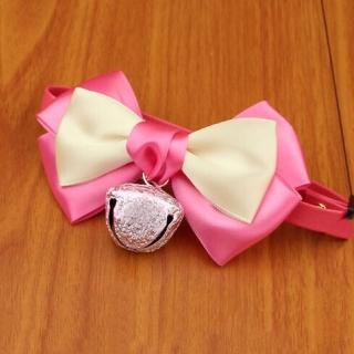 【Nikki飾品&玩具】可愛蝴蝶結項圈-中小型-鈴鐺款粉白