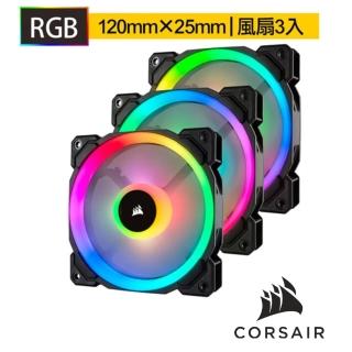 【CORSAIR 海盜船】雙光環 RGB LL120風扇x3+控制器