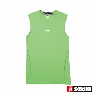 【SASAKI】高彈力機能性運動緊身背心-男-艷綠/銀灰