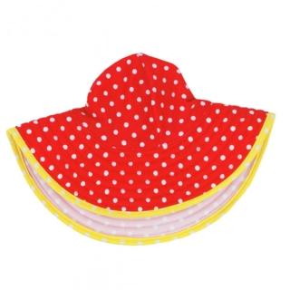 【Rufflebutts】嬰幼兒雙面配戴遮陽帽_橘黃白圓點(RBVS010)