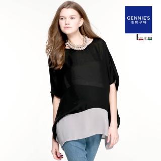 【Gennies 奇妮】雪紡休閒飛鼠袖上衣(透氣 寬鬆)