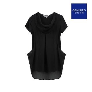 【Gennies 奇妮】時尚極簡黑飄逸上衣(T3714)