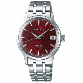【SEIKO 精工】PRESAGE 調酒師系列機械女錶-銀x紅(4R35-02T0R/SRP853J1)