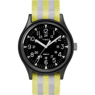 【TIMEX】天美時 MK1 潮流軍錶(黑面/銀黃條紋 TXTW2R81000)