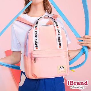 【iBrand】動物派對手提字母織帶後背包(粉色)