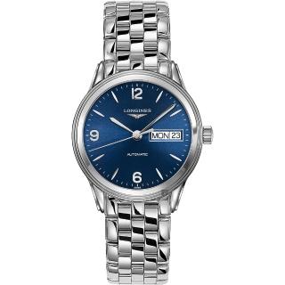 【LONGINES 浪琴】Flagship 旗艦系列日曆機械錶錶-藍x銀/36mm(L47994966)