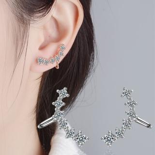 【梨花HaNA】韓國925銀無垠星空鋯石相連耳骨夾耳環(一對)