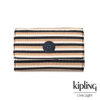 【KIPLING】簡約條紋蜜橙長/短夾-小