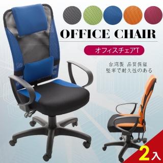 【A1】艾維斯高背護腰透氣網布D扶手電腦椅/辦公椅(5色可選-2入)
