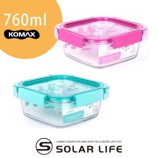 【索樂生活】韓國KOMAX Ice Glass冰鑽方型玻璃保鮮盒760ml(露營野餐環保食物醃漬密封罐樂扣蓋微波便當盒)