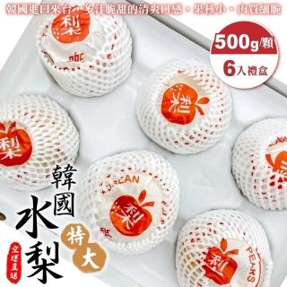【WANG 蔬果】嚴選韓國大顆水梨(6入禮盒_500g/顆)