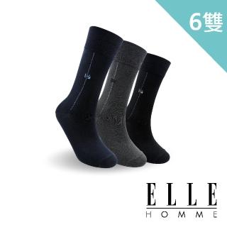 【ELLE HOMME】直紋條絲光刺繡紳士襪-6入組(紳士襪)