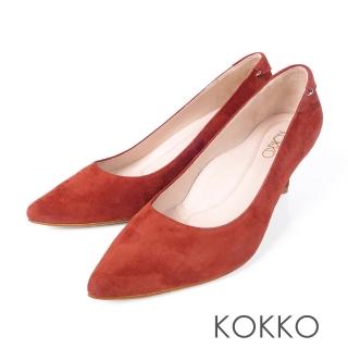 【KOKKO集團】曼哈頓日落尖頭真皮高跟鞋(慾望紅)