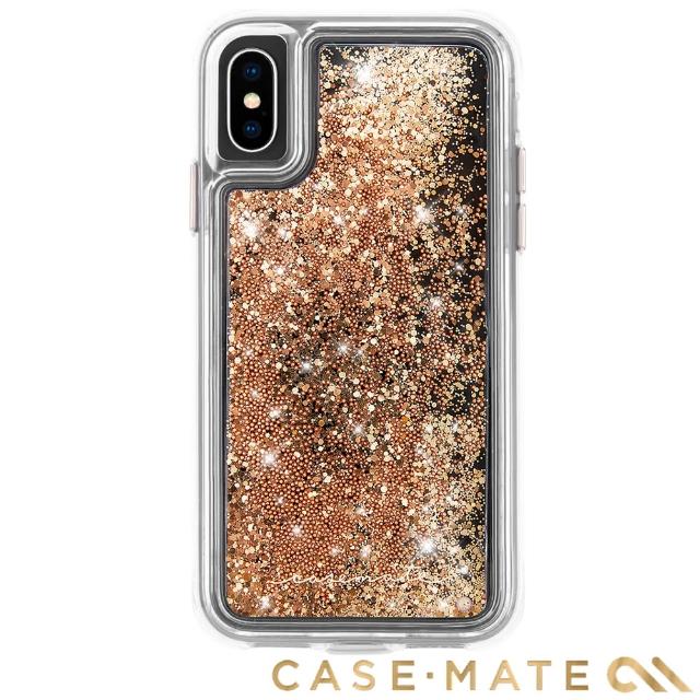 【美國 CASE-MATE】iPhone XS / X Waterfall(亮粉瀑布防摔手機保護殼 - 金色)